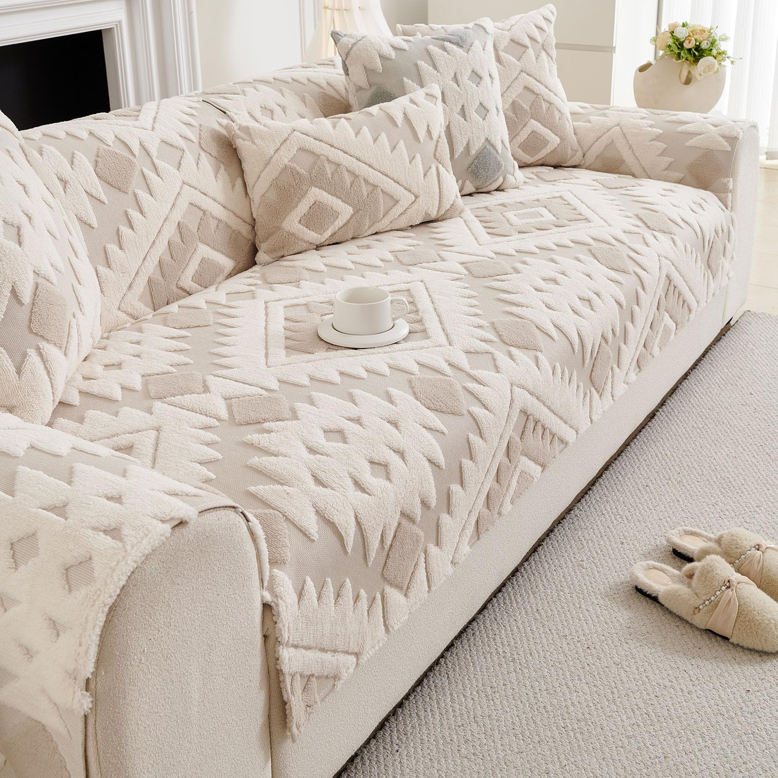 Non Slip Boho Cozy Fuzzy Couch Sofa Mat Cover