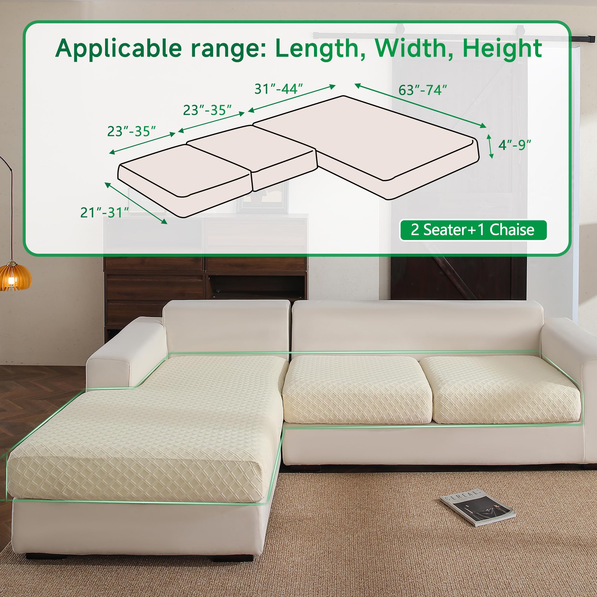 Anti Slip Cushion L Shaped Diamond Sectional Sofa Couch Cover