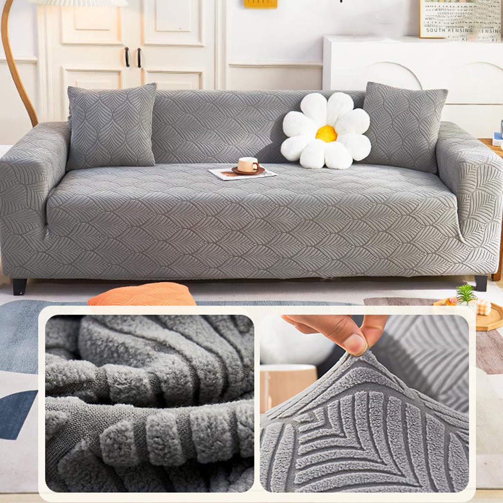 360 Leaves Velvet Slipcover Sofa Couch Cover