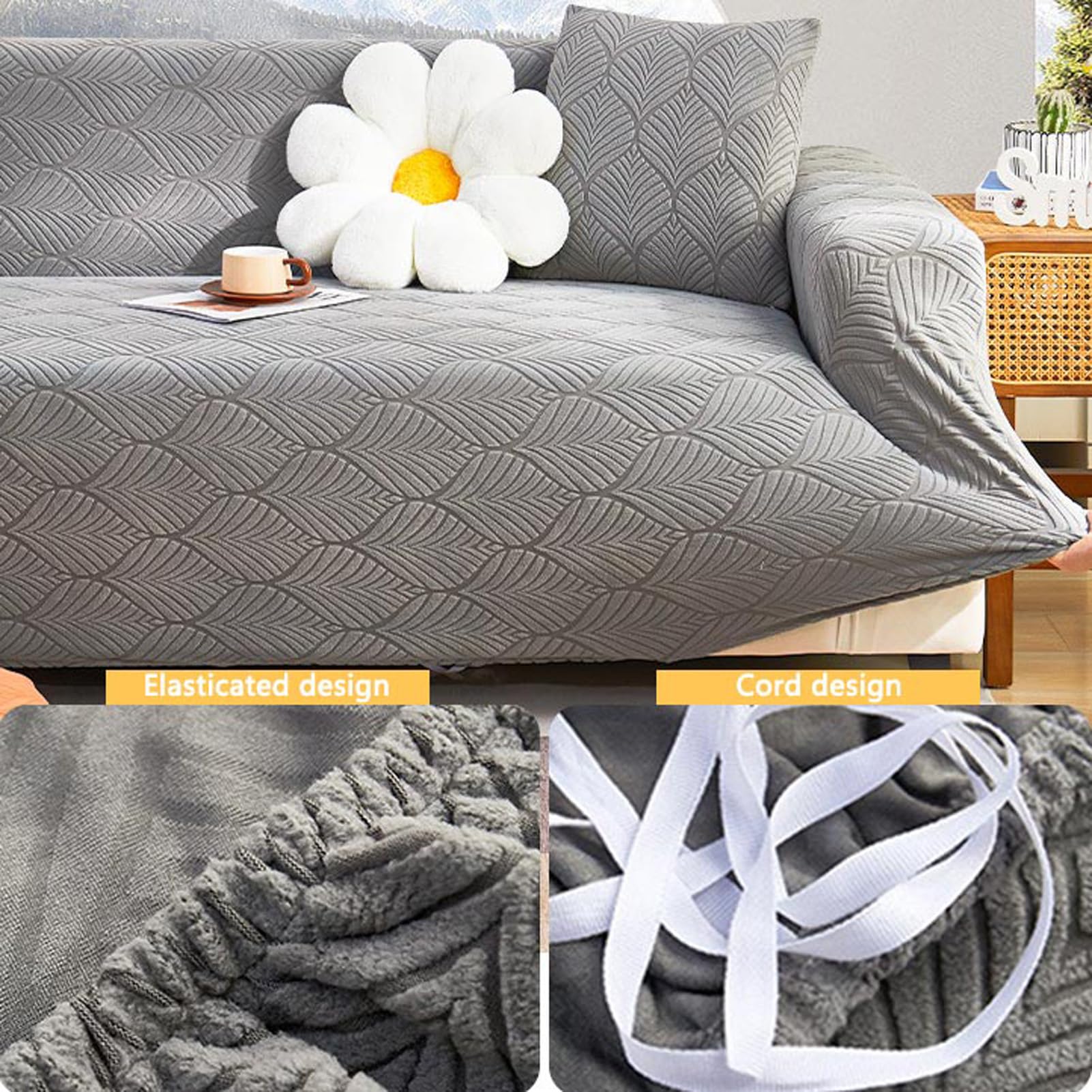 360 Leaves Velvet Slipcover Sofa Couch Cover