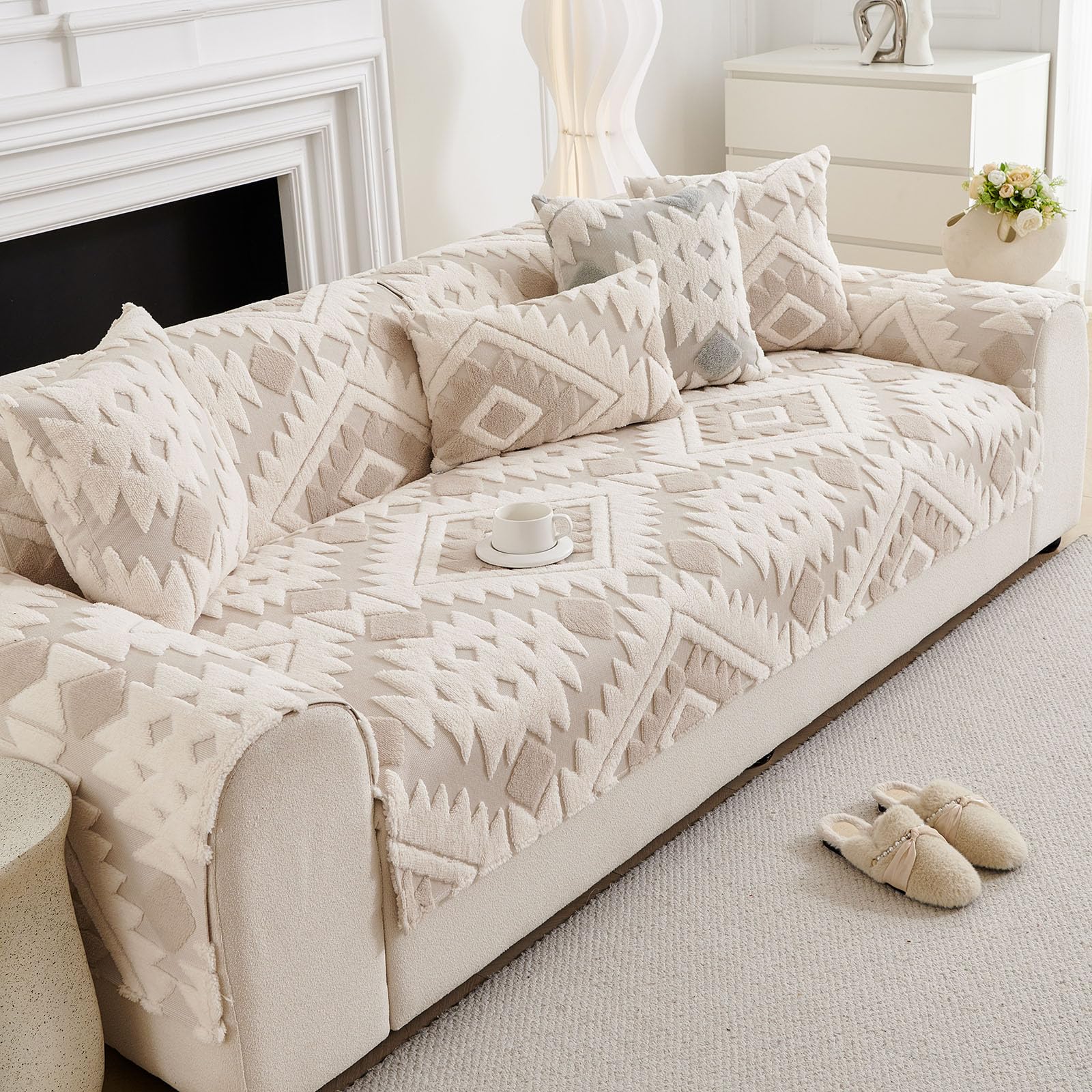 Non Slip Boho Cozy Fuzzy Couch Sofa Mat Cover