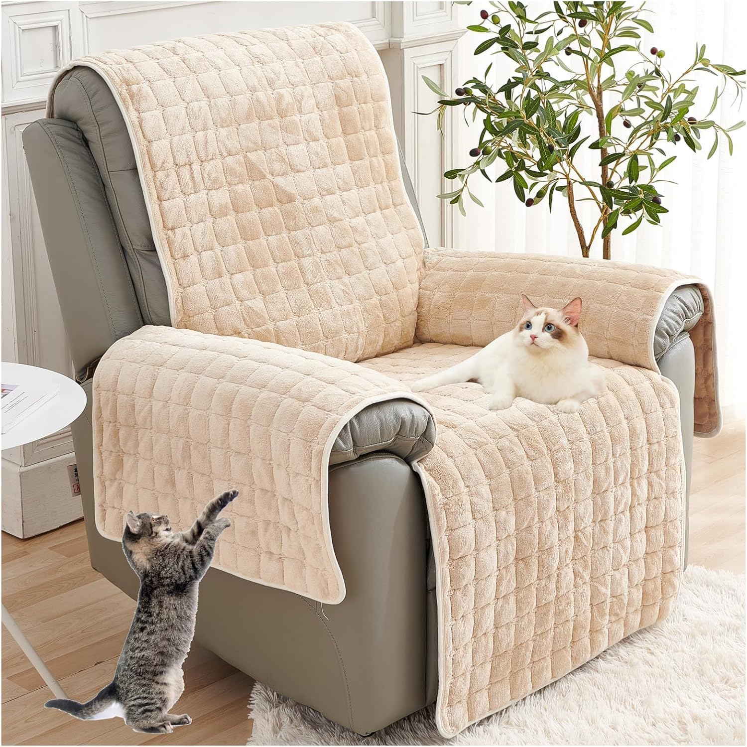 Non-Slip Fuzzy Fluffy Slipcover Lazy Boy Chair Cover