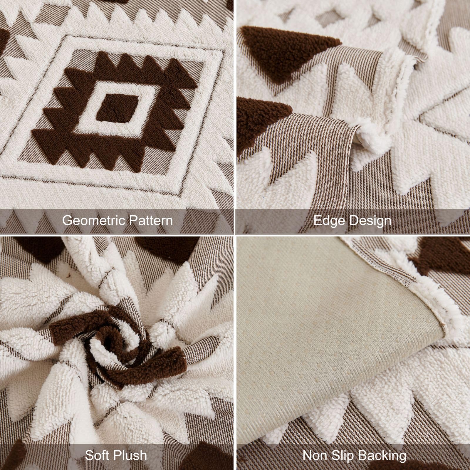 Non Slip Boho Fuzzy Geometric Sofa Couch Cover