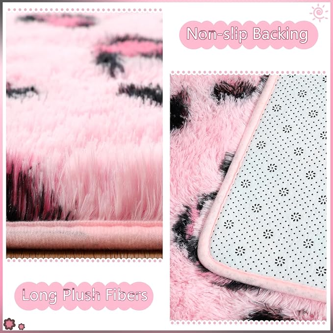 Leopard Shag Area Rug Fluffy Carpet