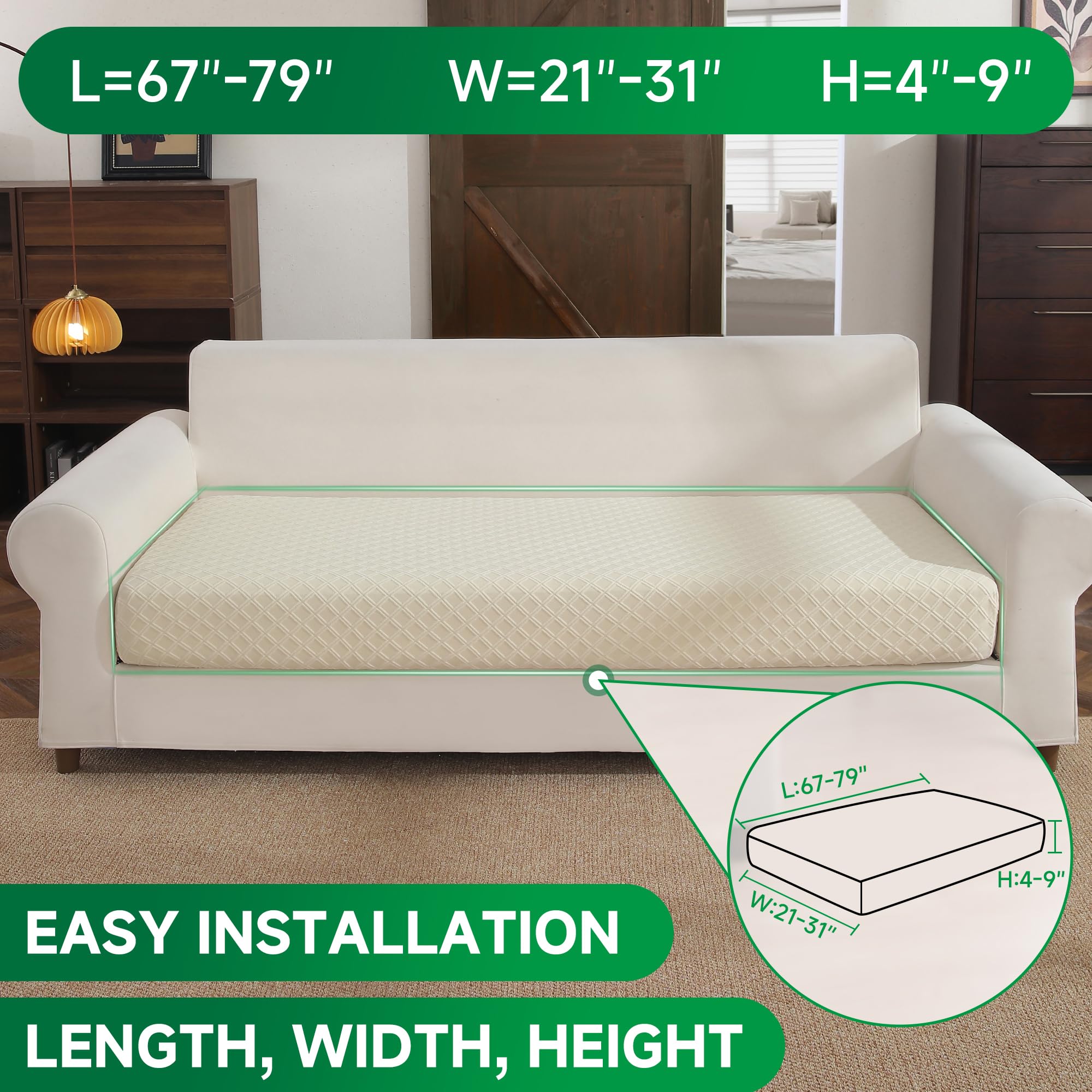 Anti Slip Cushion L Shaped Diamond Sectional Sofa Couch Cover