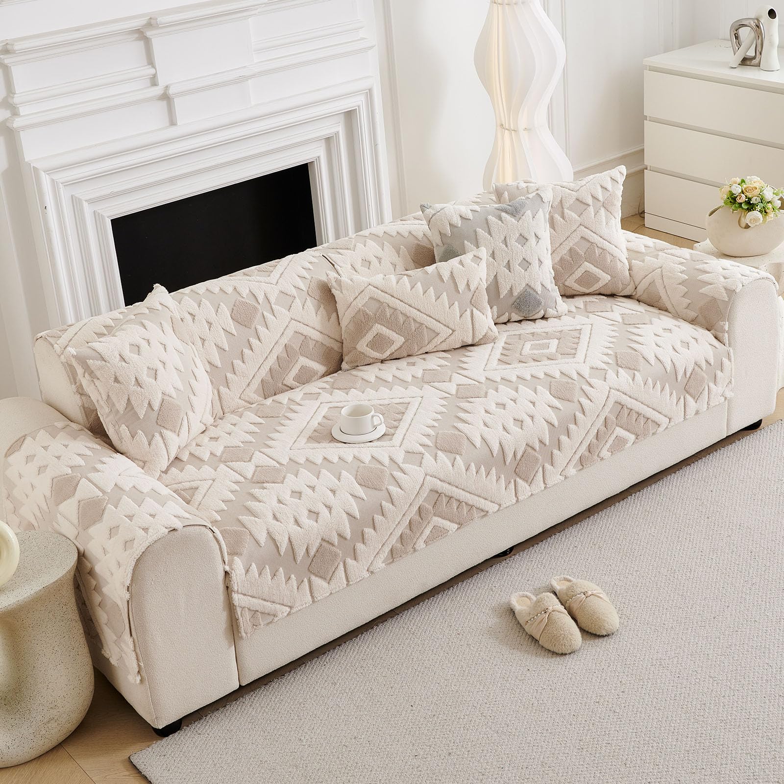 Non Slip Boho Cozy Fuzzy Couch Sofa Mat Cover