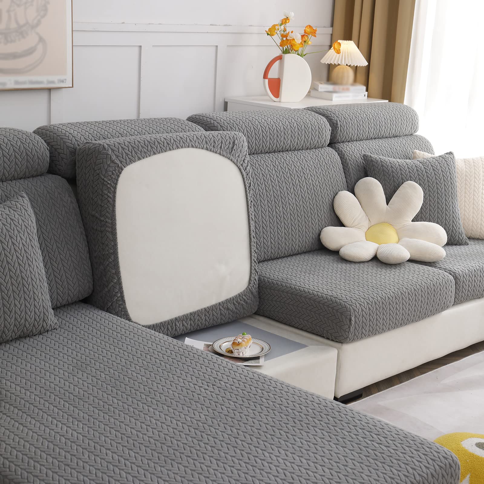 Anti-Slip L Shaped Jacquard Cushion Sofa Couch Cover