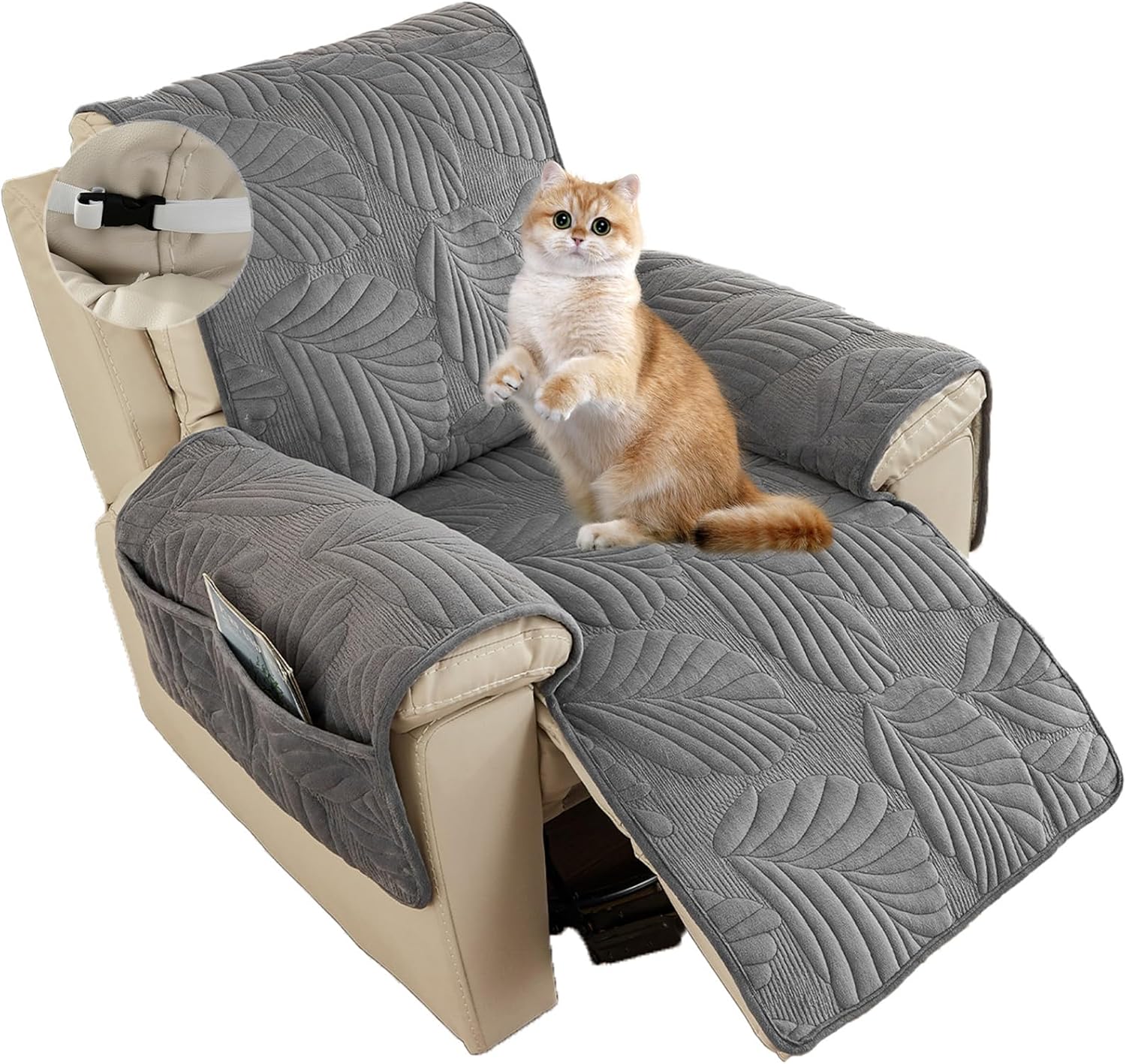 Anti-Slip Plush Quilted Velvet Slipcover Recliner Lazy Boy Chair Cover