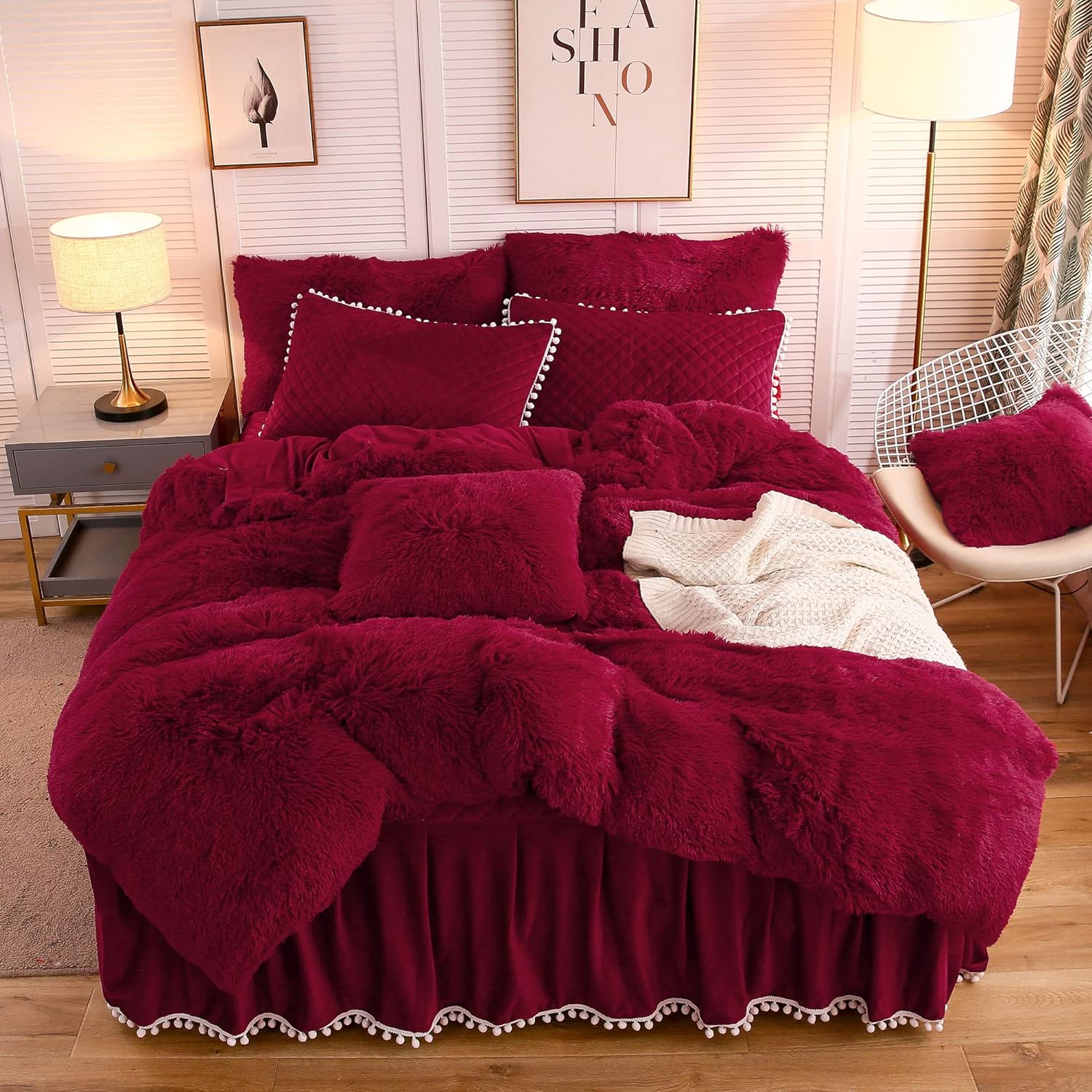 Fluffy Fuzzy flannel Plush Duvet Comforter Bedding Set