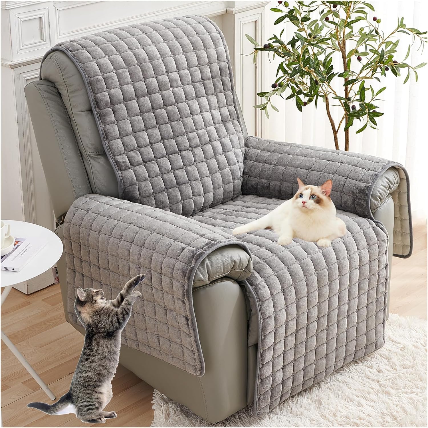 Non-Slip Fuzzy Fluffy Slipcover Lazy Boy Chair Cover