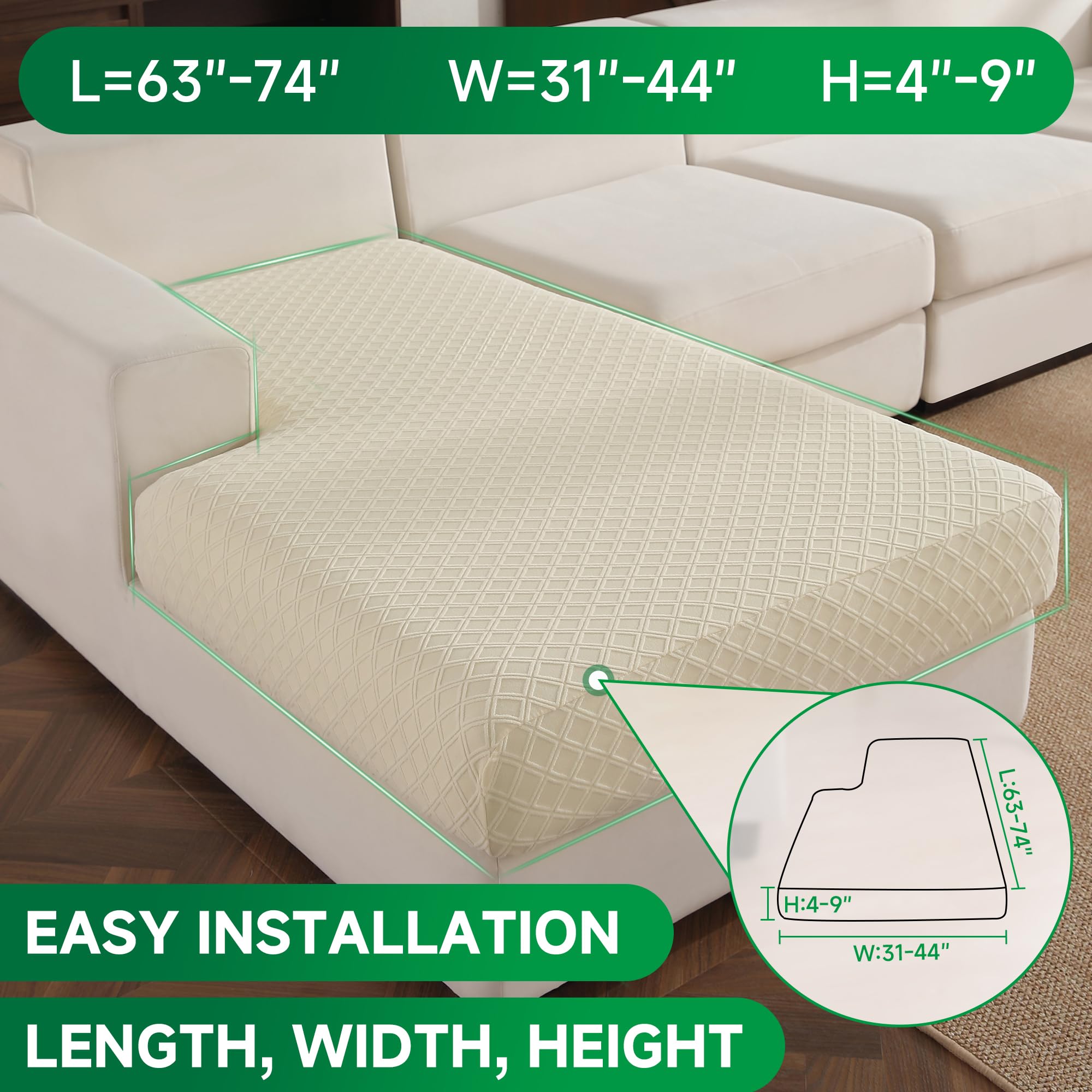 Anti Slip Cushion L Shaped Diamond Sectional Sofa Couch Cover