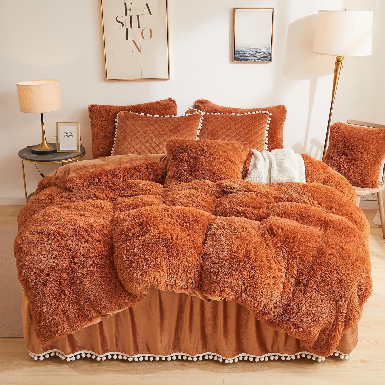 Fluffy Fuzzy flannel Plush Duvet Comforter Bedding Set
