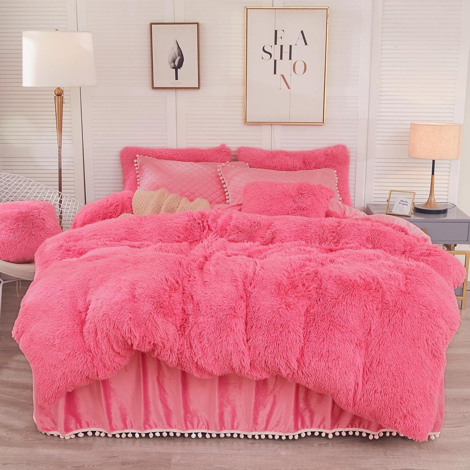 Fluffy Fuzzy flannel Plush Duvet Comforter Bedding Set