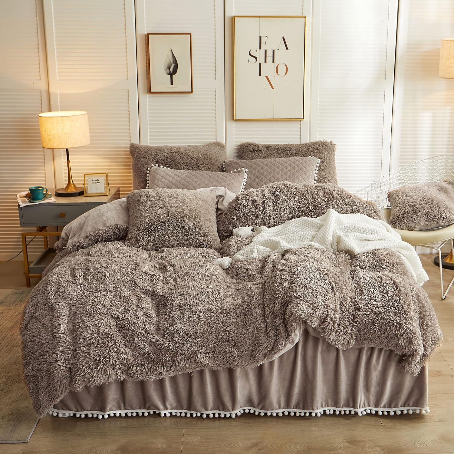 Fluffy Fuzzy flannel Plush Duvet Comforter Bedding Set