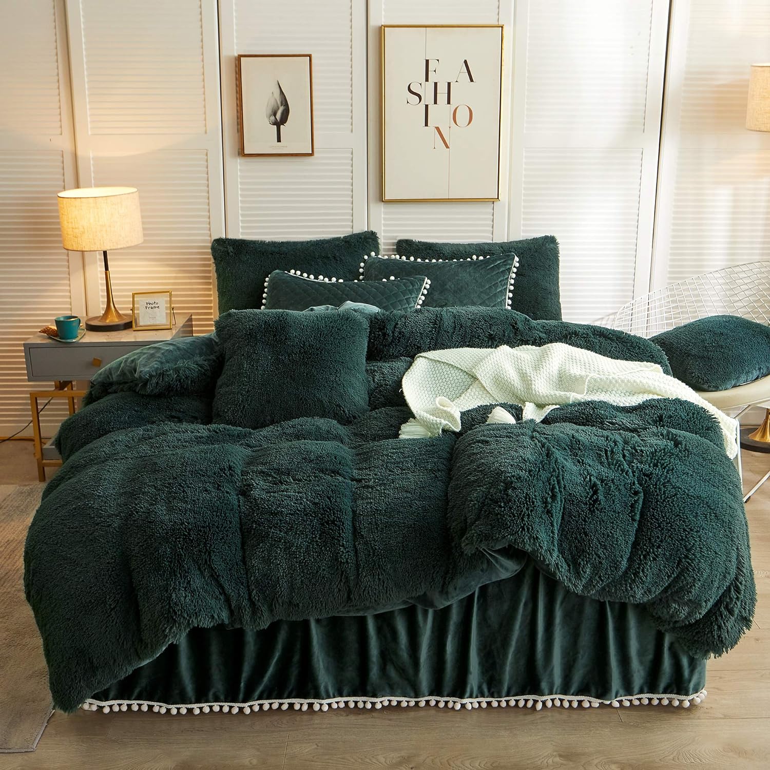 Fluffy Fuzzy flannel Plush Duvet Comforter Bedding Set