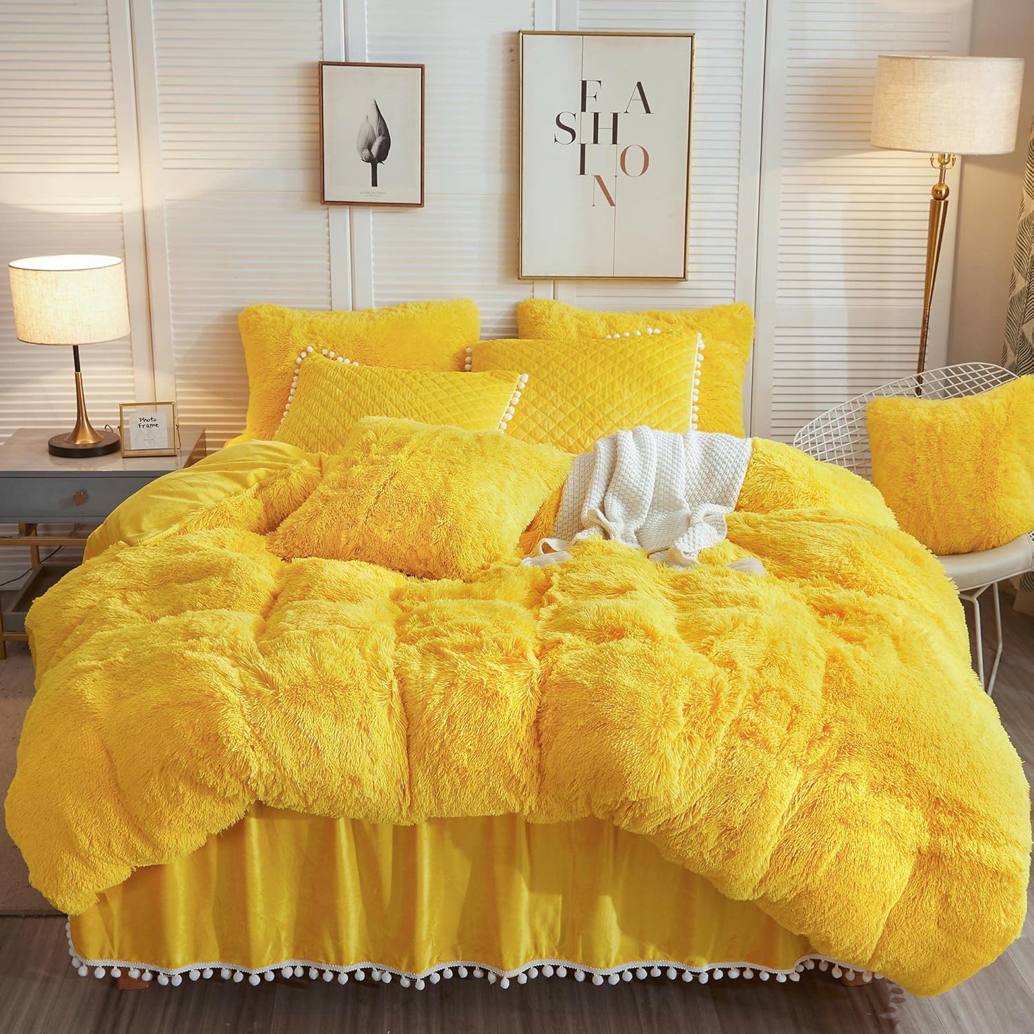 Fluffy Fuzzy flannel Plush Duvet Comforter Bedding Set