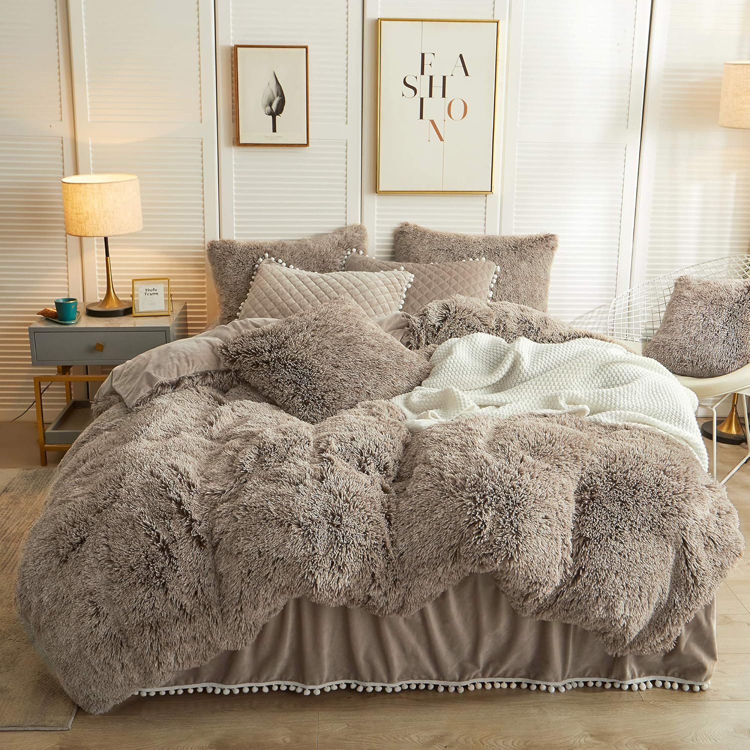 Fluffy Fuzzy flannel Plush Duvet Comforter Bedding Set