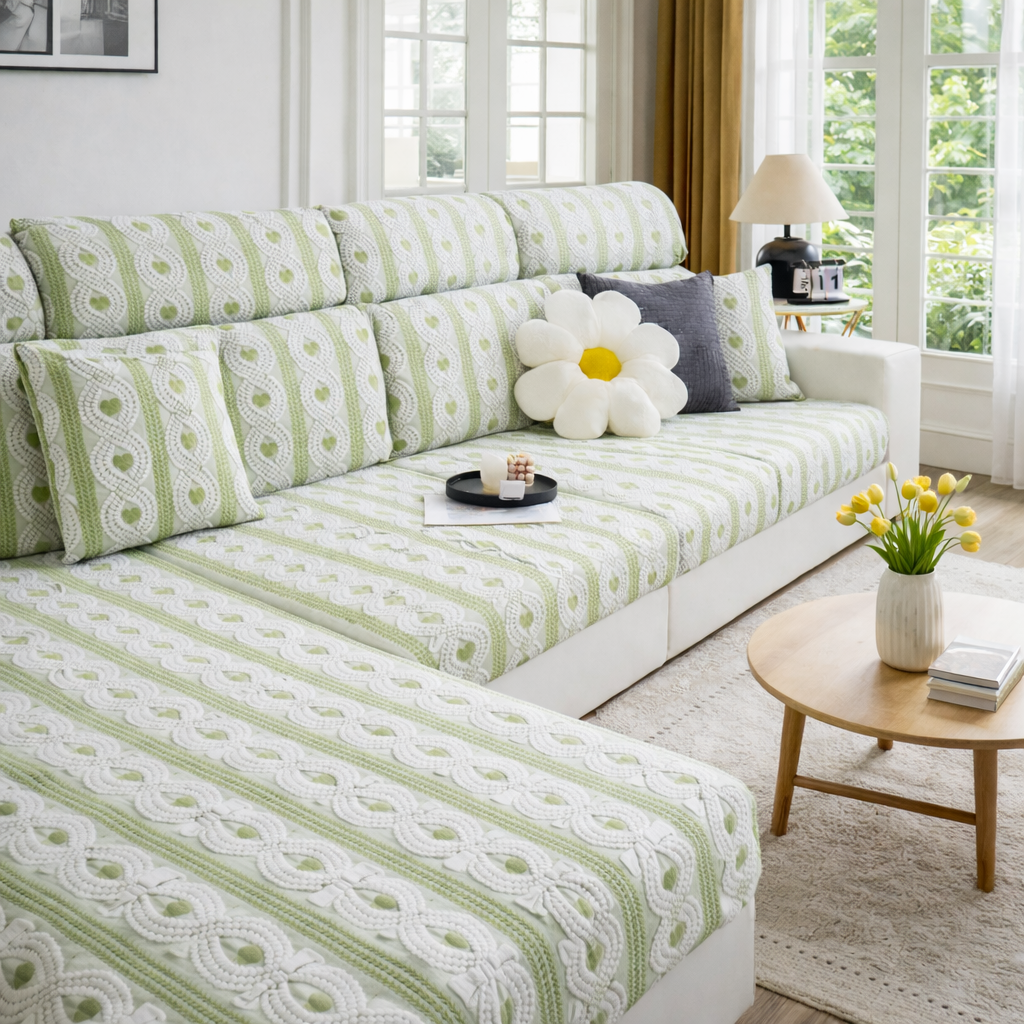 Anti-Slip Jacquard L Shaped Cushion Sofa Couch Cover