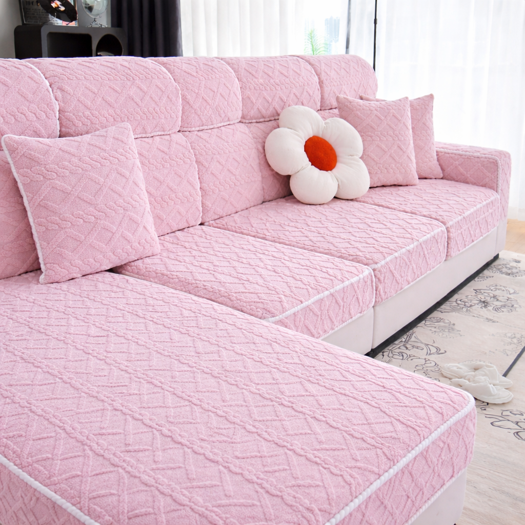 L Shaped Anti Slip Cushion Polar Fleece Sofa Couch Cover