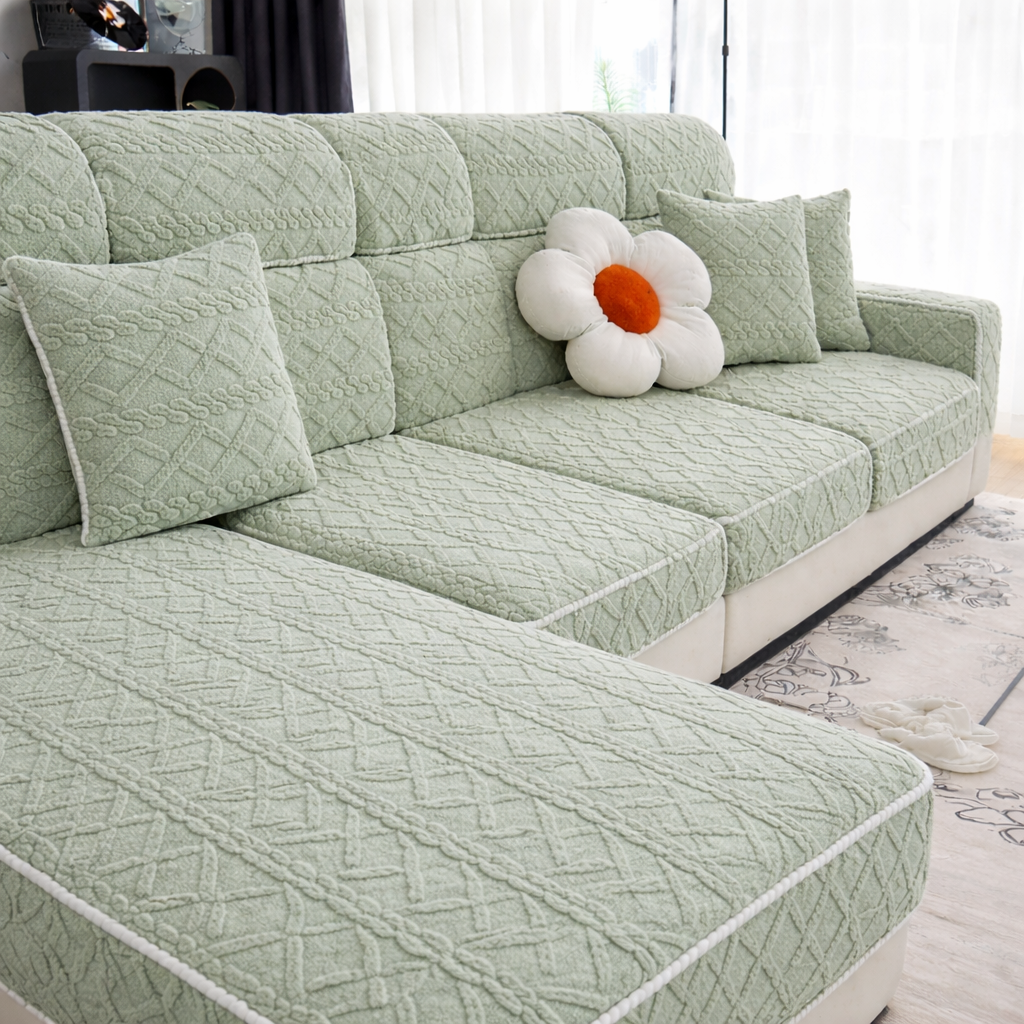 L Shaped Anti Slip Cushion Polar Fleece Sofa Couch Cover
