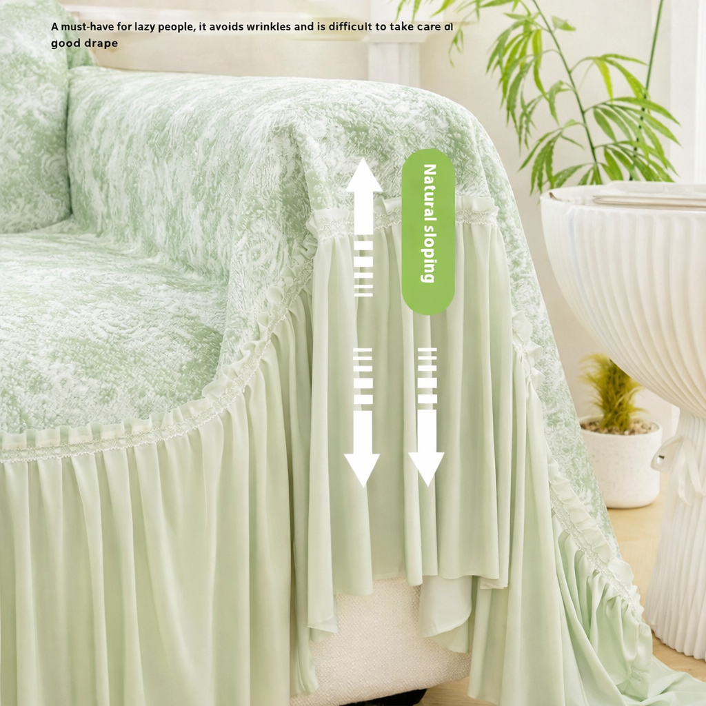 Boho Non-Slip Luxury Chenille Elegance Skirted Sofa Couch Cover