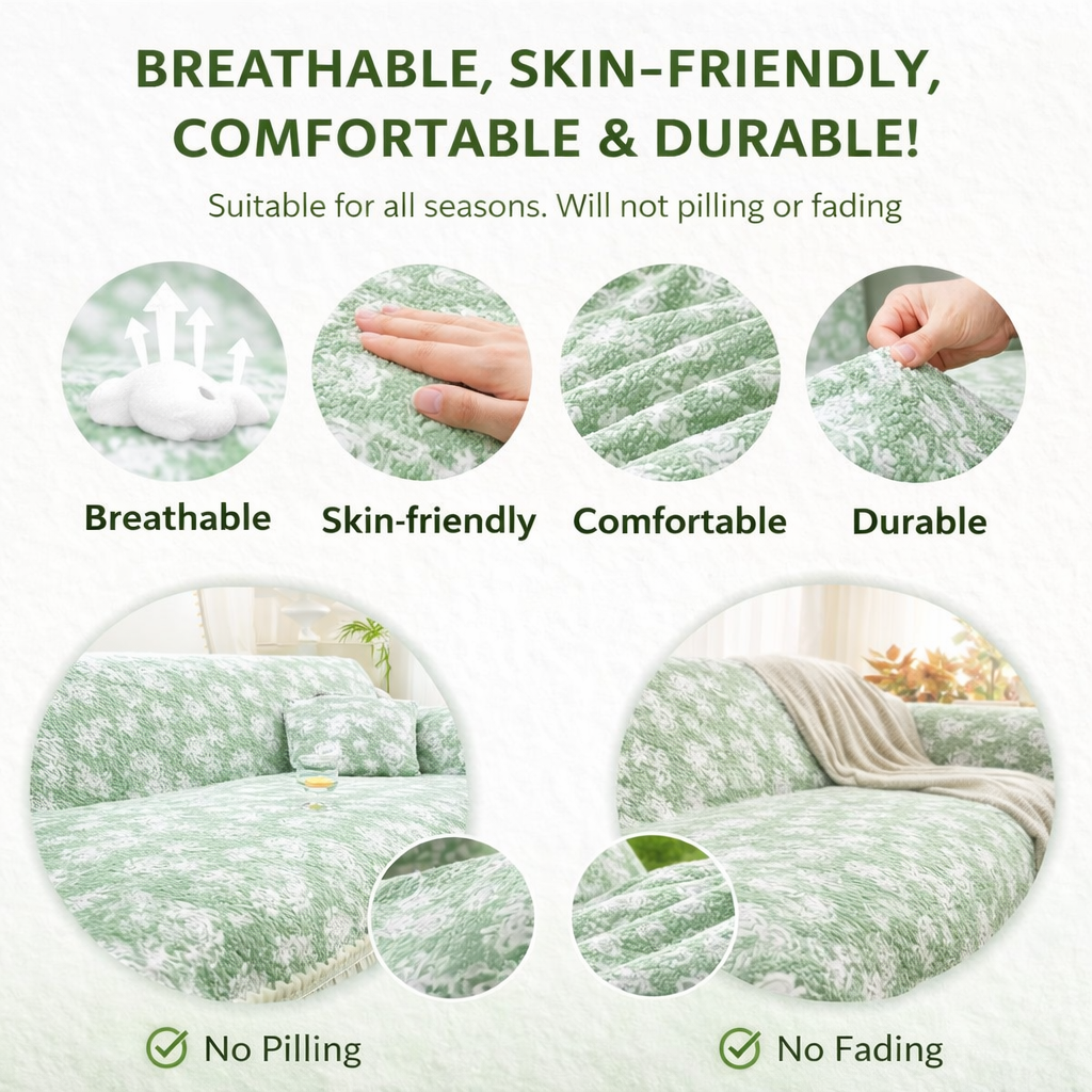 Boho Non-Slip Luxury Chenille Elegance Skirted Sofa Couch Cover