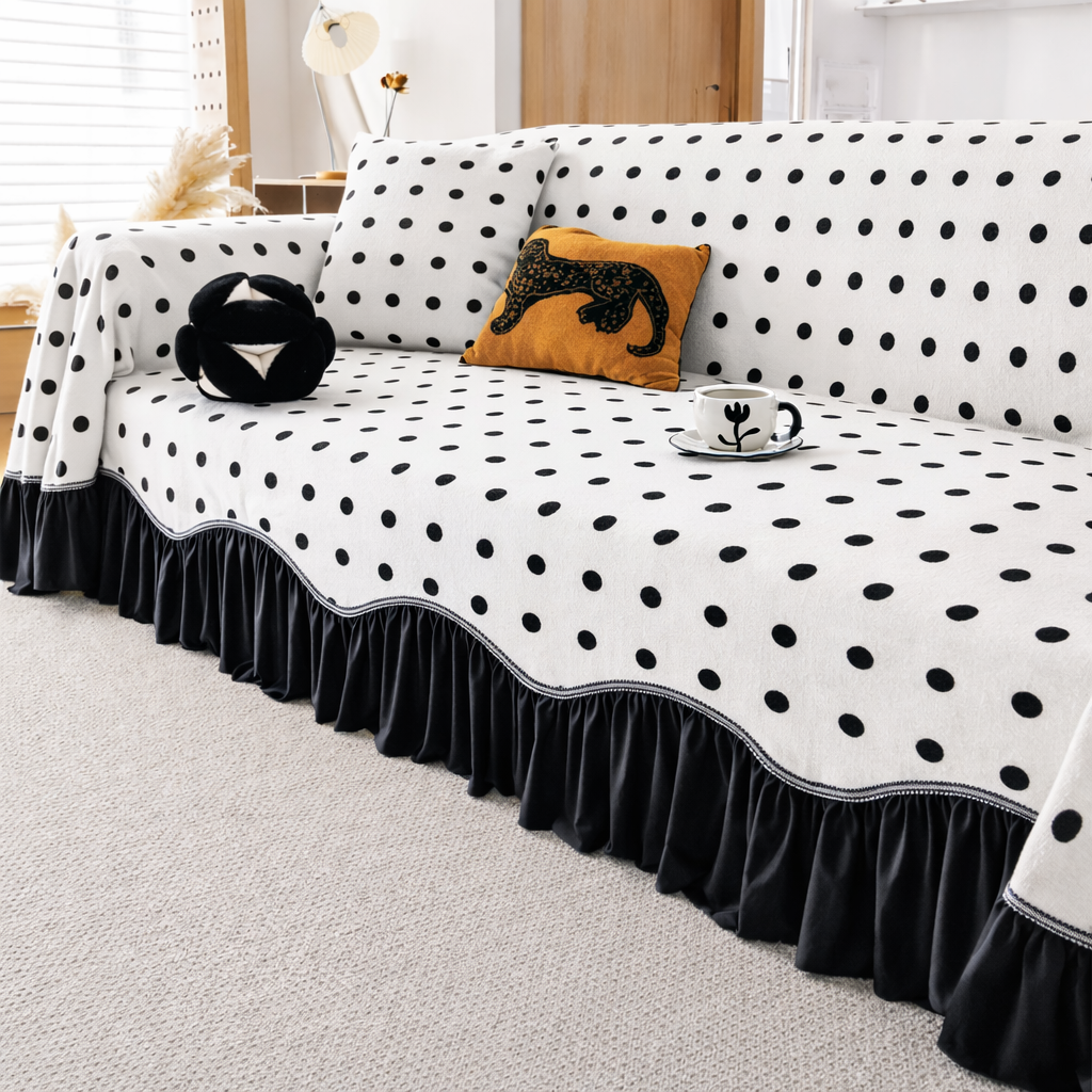 Non-Slip Luxury Chenille Elegance Skirted Sofa Couch Cover