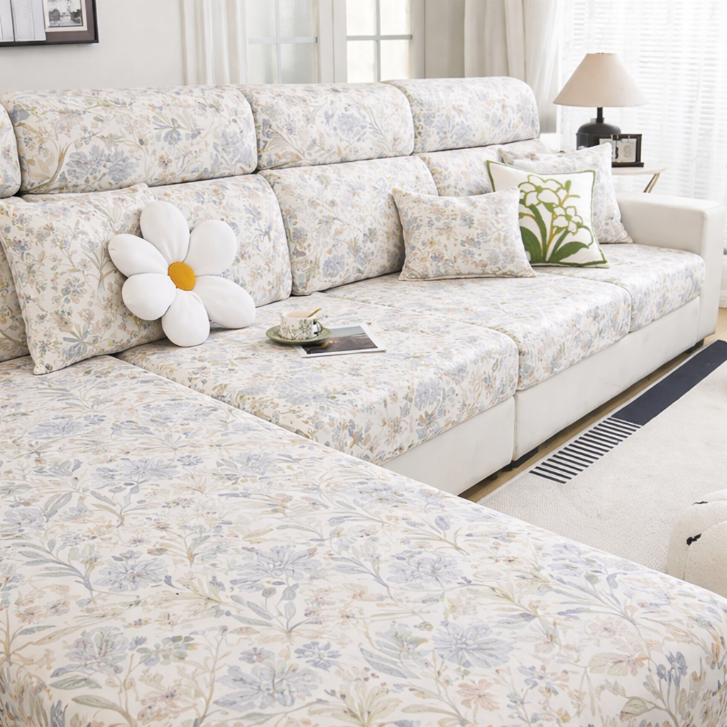 Flora Anti-Slip L Shaped Cushion Sofa Couch Cover