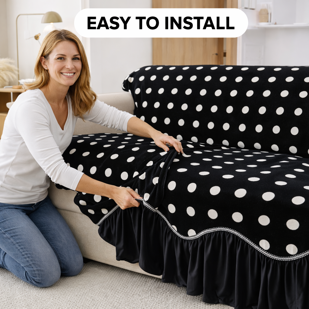 Non-Slip Luxury Chenille Elegance Skirted Sofa Couch Cover