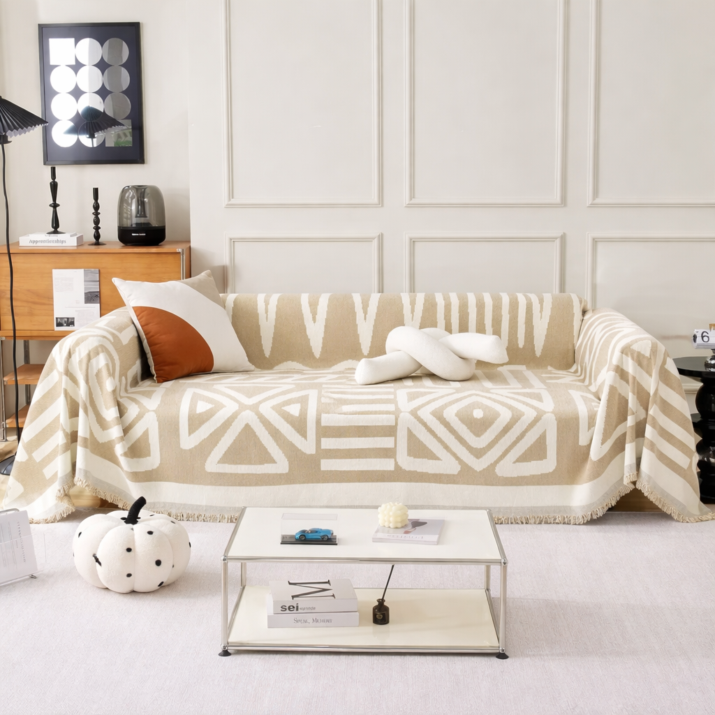 Chenille Reversible Modern Tassels Sofa Couch Cover