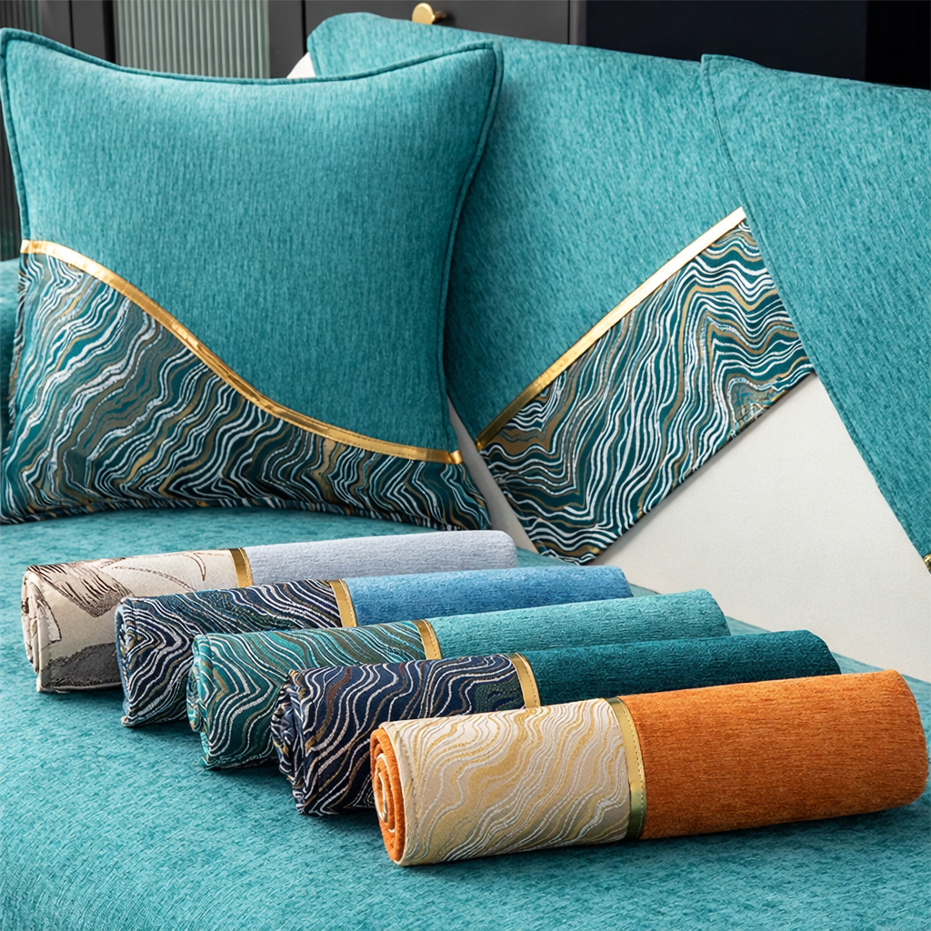 Non-Slip Wave Geometric Chenille Sofa Couch Cover