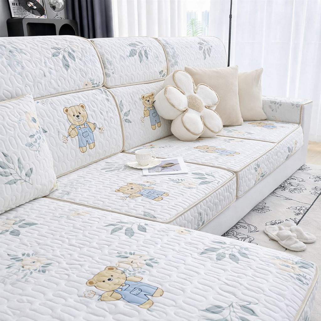 Botanical Anti-Slip Cushion Sectional L Shaped Sofa Couch Cover