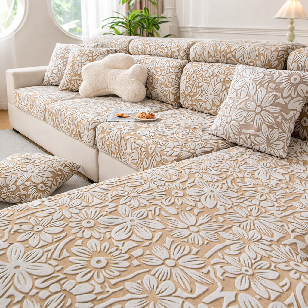 Anti Slip Jacquard Floral L Shaped Sectional Cushion Sofa Couch Cover