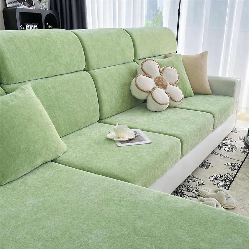 Chenille Anti-Slip L Shaped Cushion Sofa Couch Cover