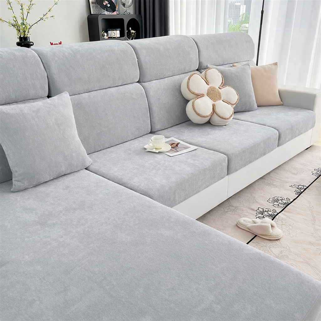 Chenille Anti-Slip L Shaped Cushion Sofa Couch Cover