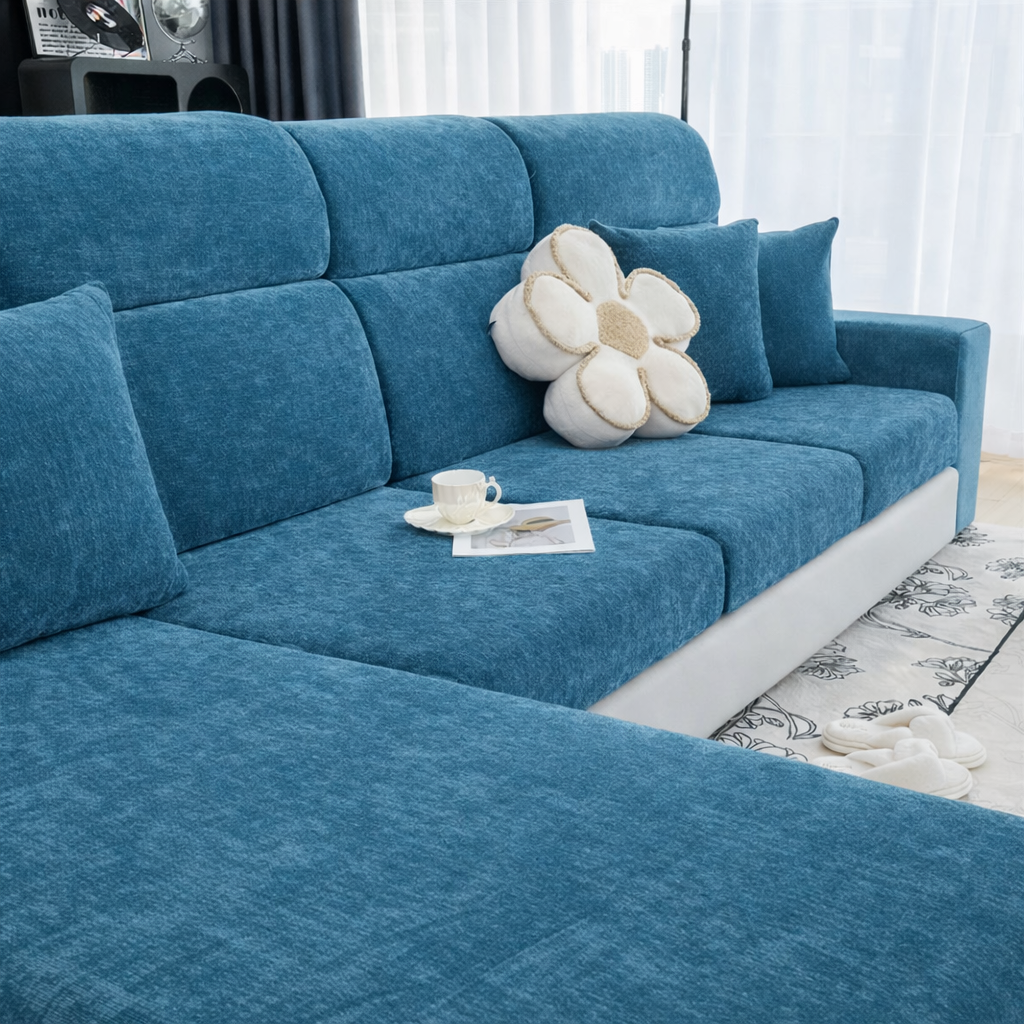 Chenille Anti-Slip L Shaped Cushion Sofa Couch Cover