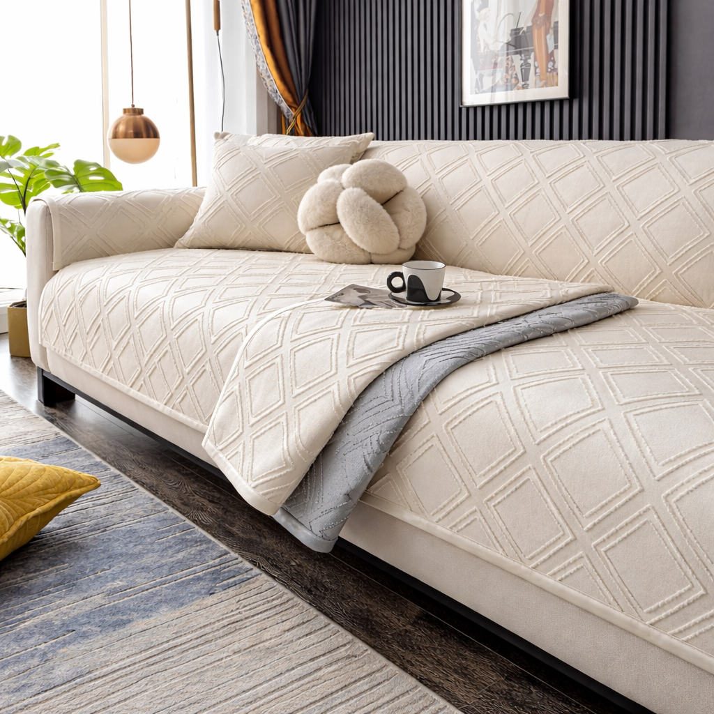 Non Slip Chenille Geometric Mat Couch Sofa Cover