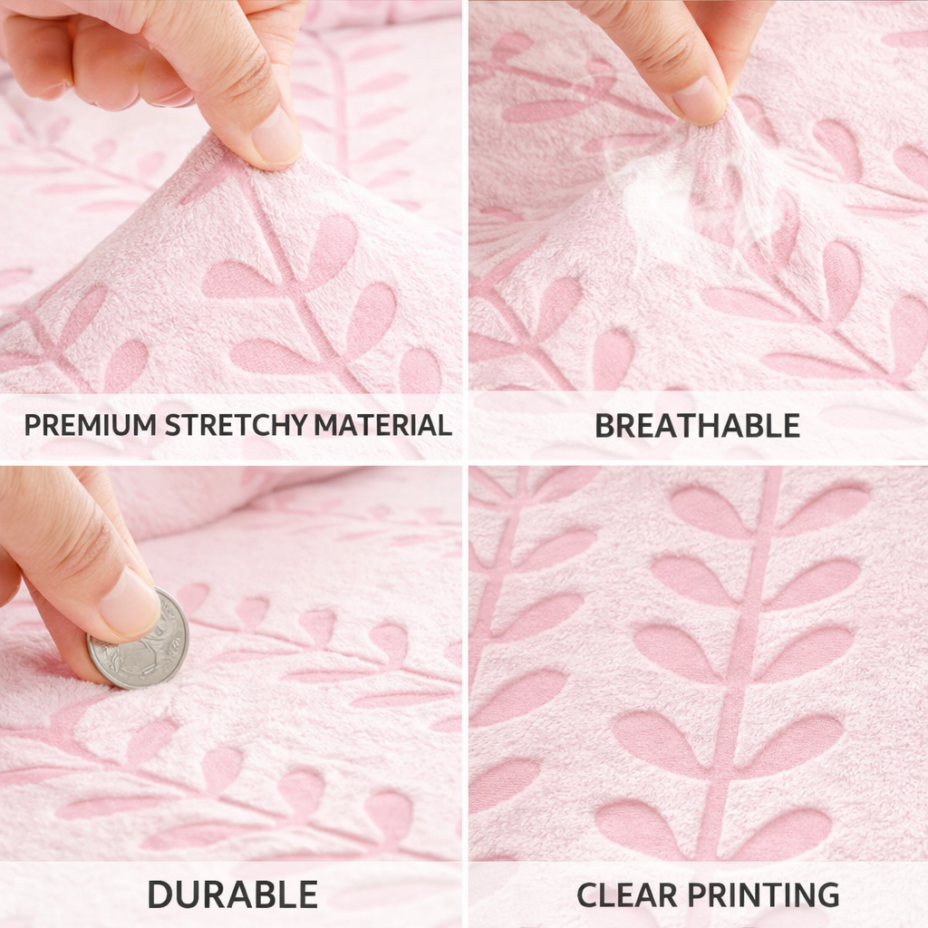 Anti-Slip L Shaped Leaf Skirted Cushion Sofa Couch Cover