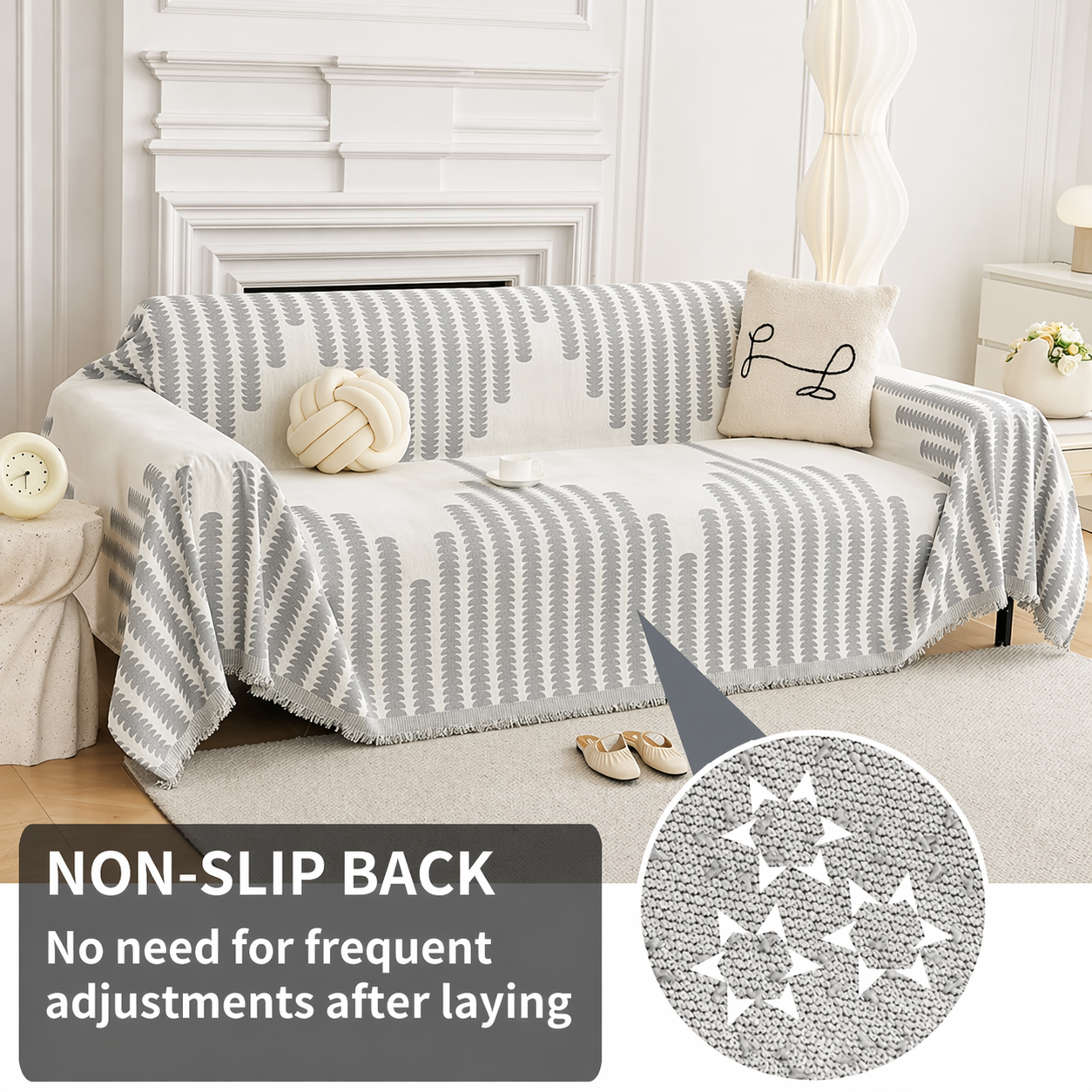 Elegance Chenille Anti-Slip Tassels Sofa Couch Cover