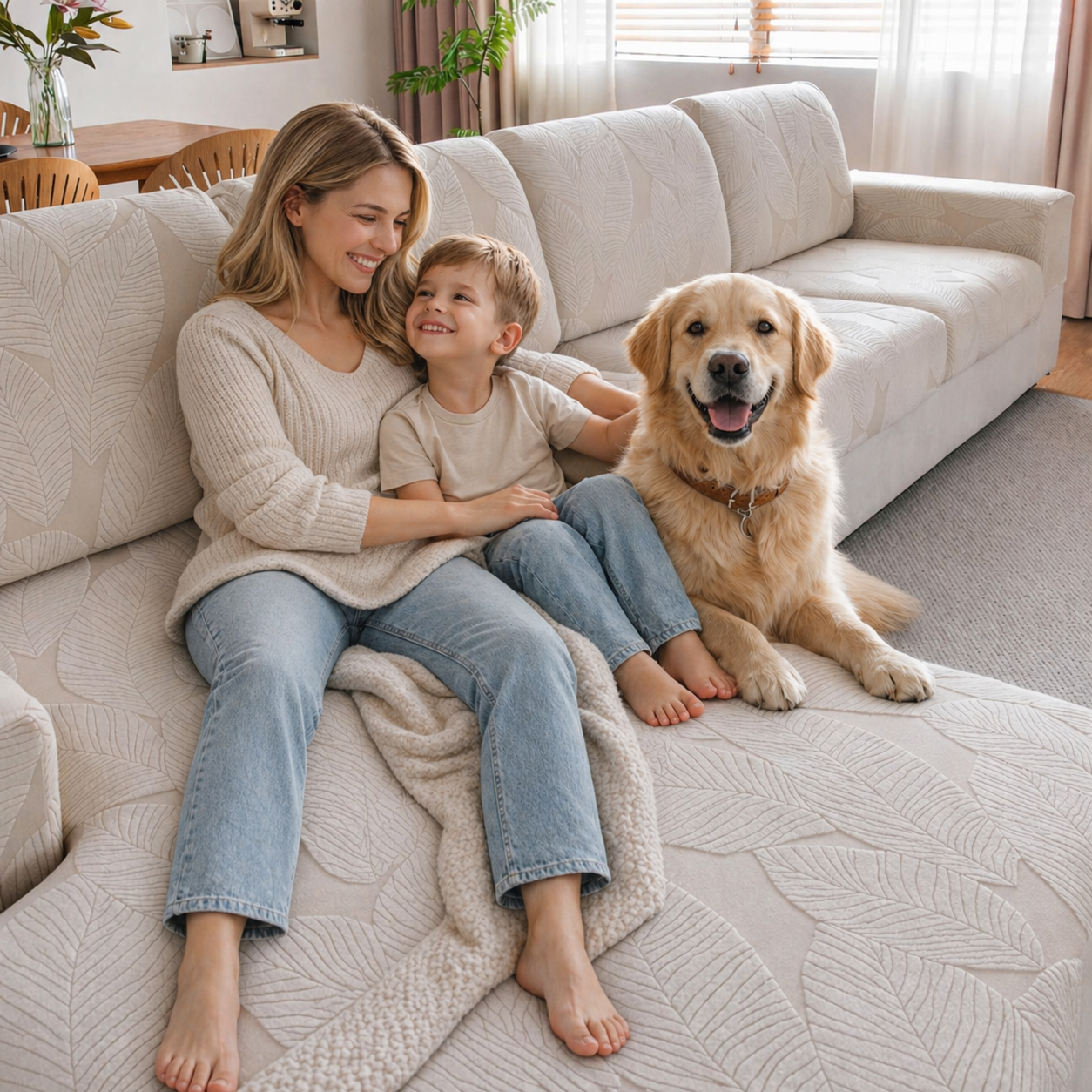 L Shaped Leaf Cushion Slipcover Sofa Couch Cover