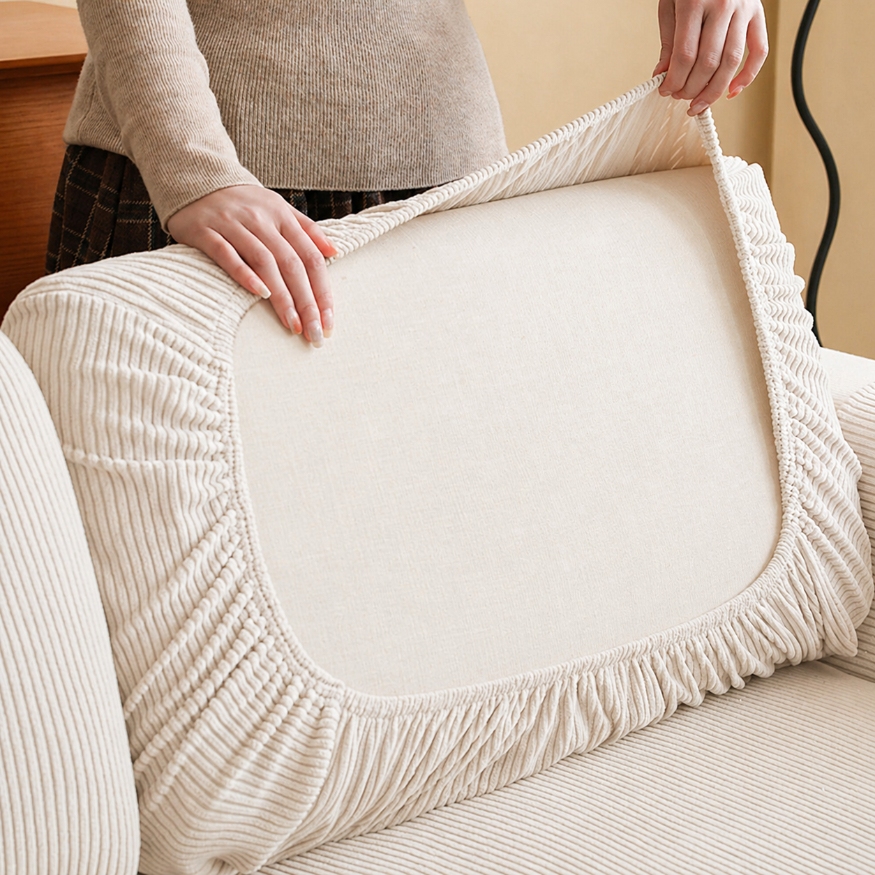 Anti Slip L Shaped Sectional Cushion Sofa Couch Cover