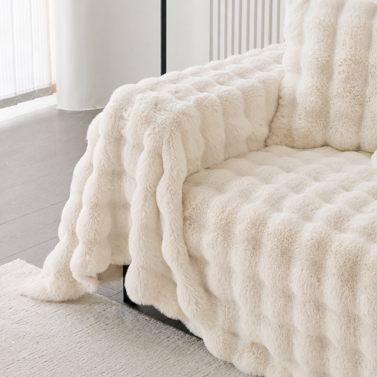 Non Slip Plush Fuzzy Furry Couch Sofa Cover