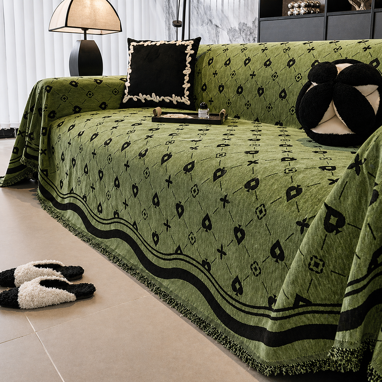 Elegant Geometric Chenille Bohemian Sofa Couch Cover