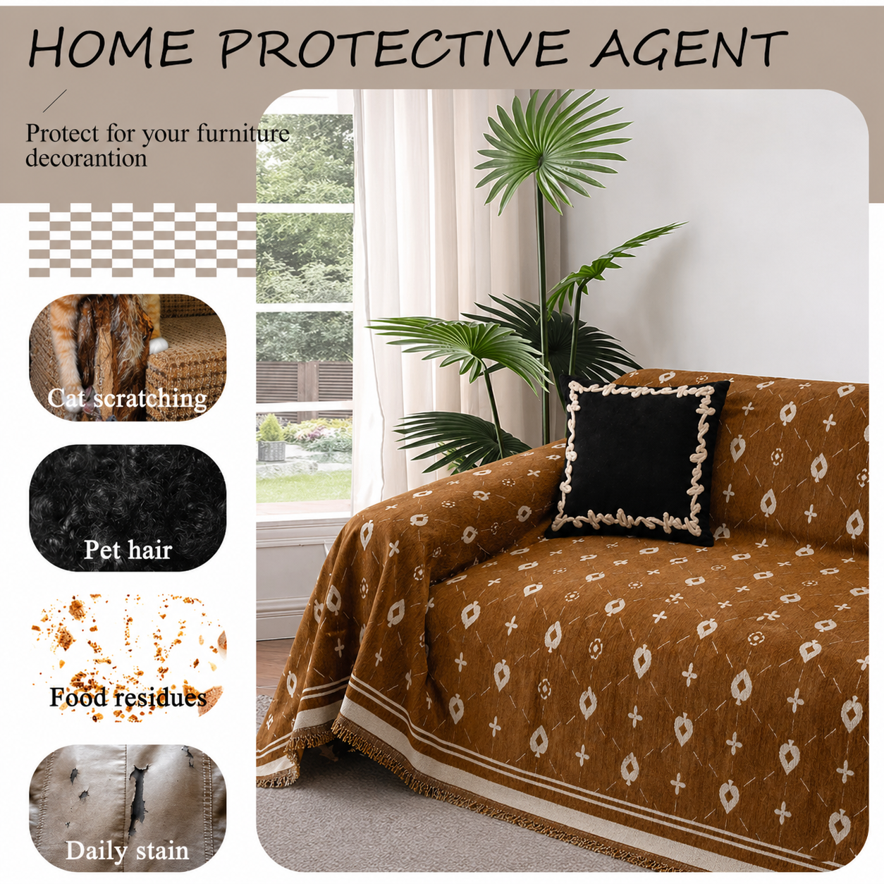 Elegant Geometric Chenille Bohemian Sofa Couch Cover