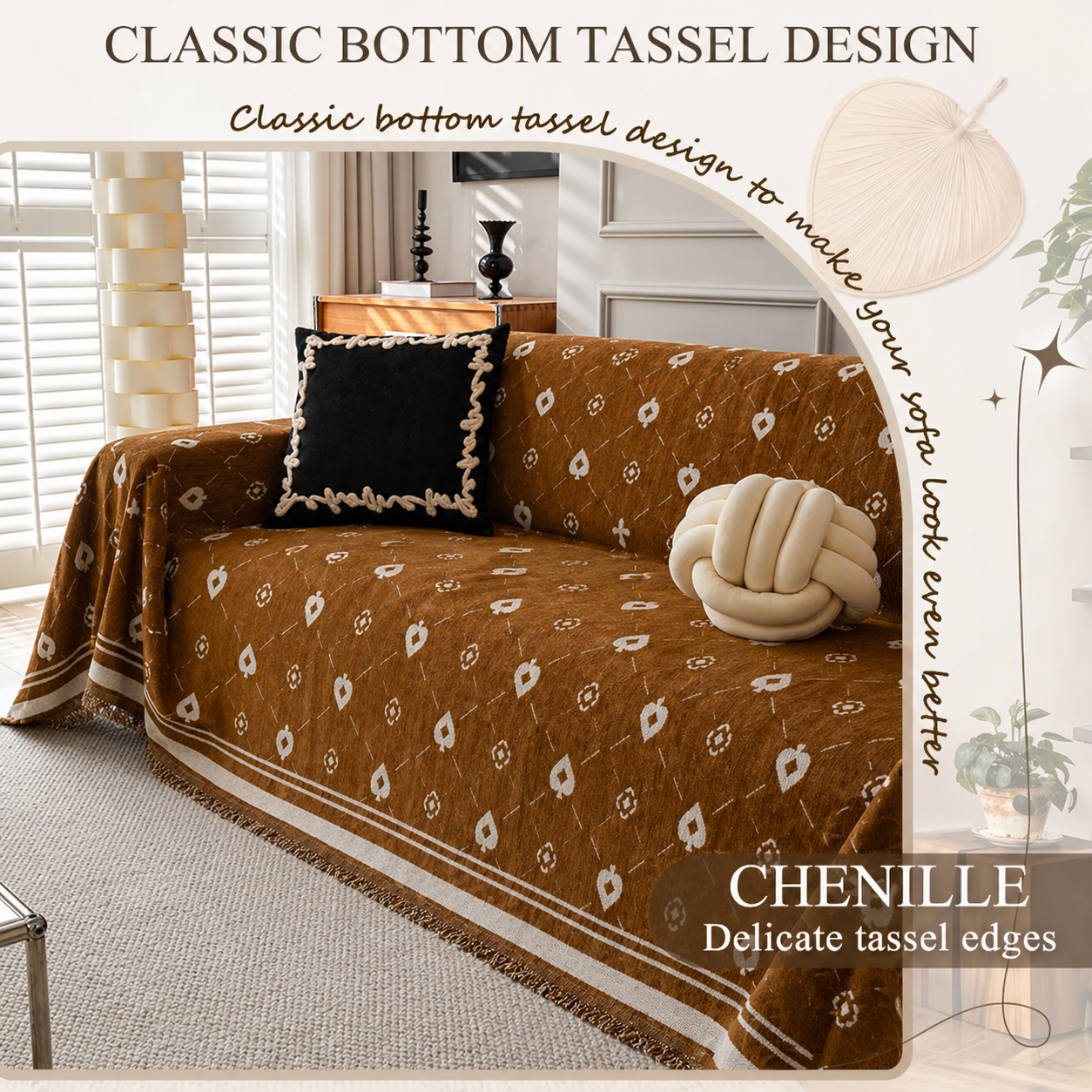 Elegant Geometric Chenille Bohemian Sofa Couch Cover