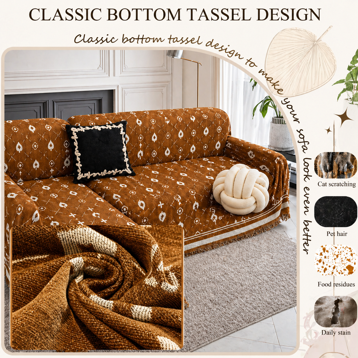 Elegant Geometric Chenille Bohemian Sofa Couch Cover