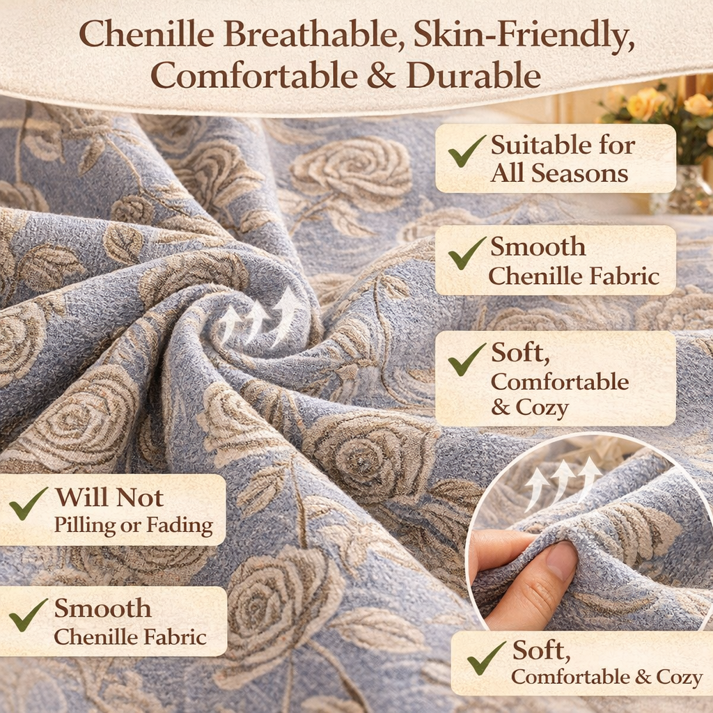 Luxury Boho Non-Slip Chenille Elegance Skirted Sofa Couch Cover