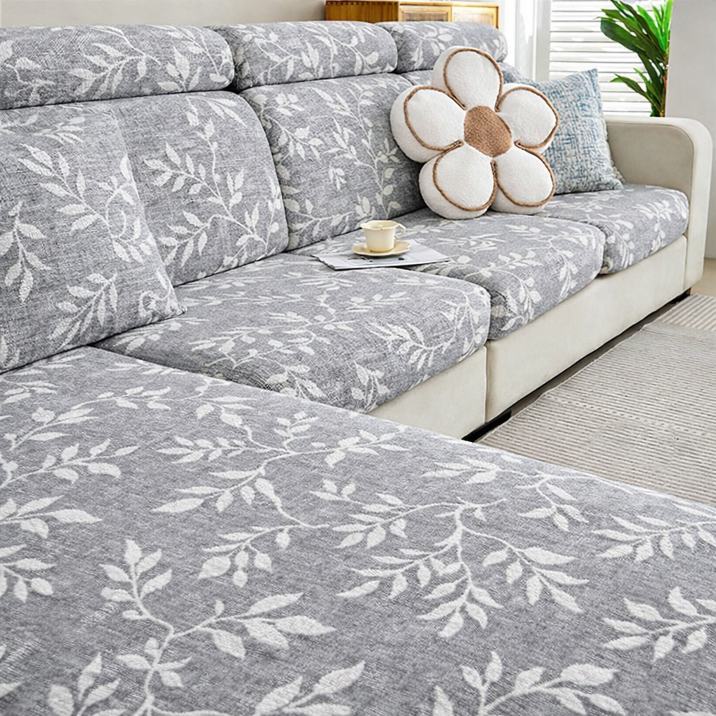 Anti-Slip Leaf Cushion Sectional L Shaped Sofa Couch Cover