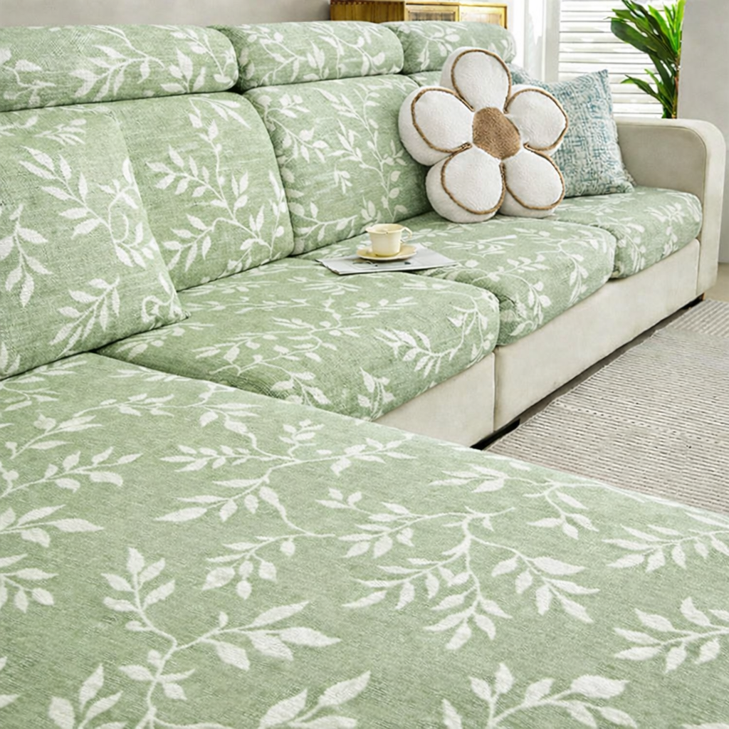Anti-Slip Leaf Cushion Sectional L Shaped Sofa Couch Cover