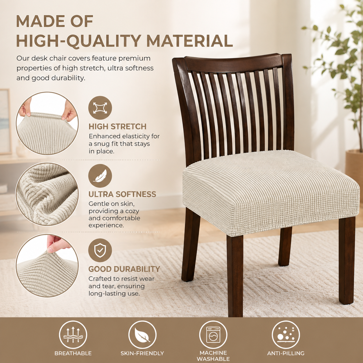 Jacquard Corduroy Stretchy Slipcover Dinning Chair Seat Cover